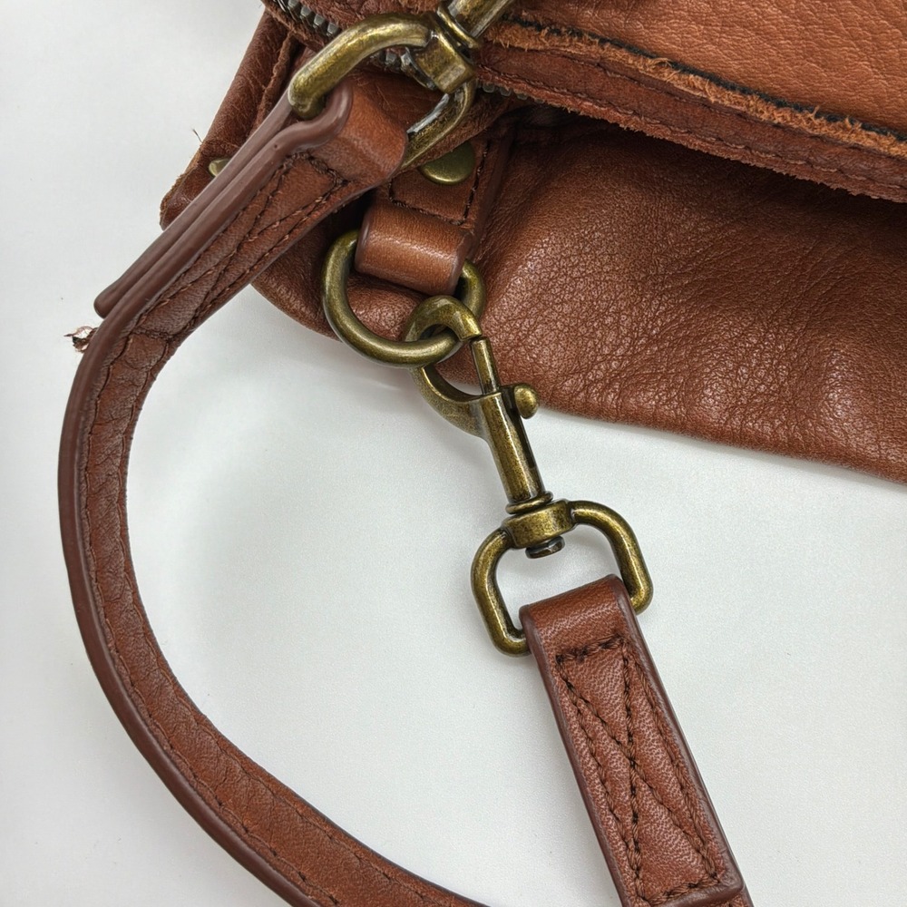AMERICAN LEATHER CO Brown Genuine Leather Handbag Lenox Triple Entry Satchel - Picture 4 of 12
